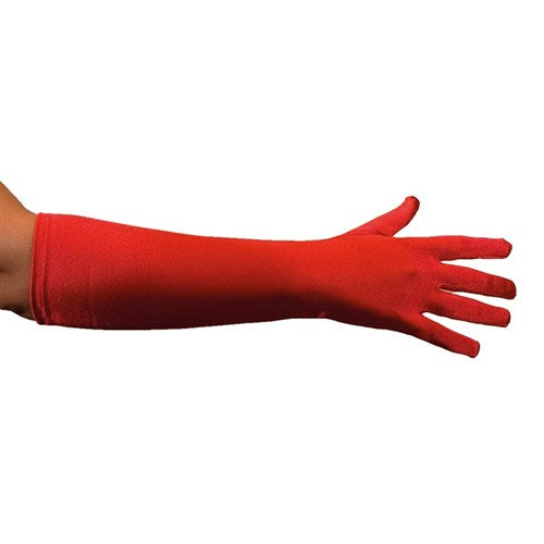 Handschoenen rood lang satijn 40cm