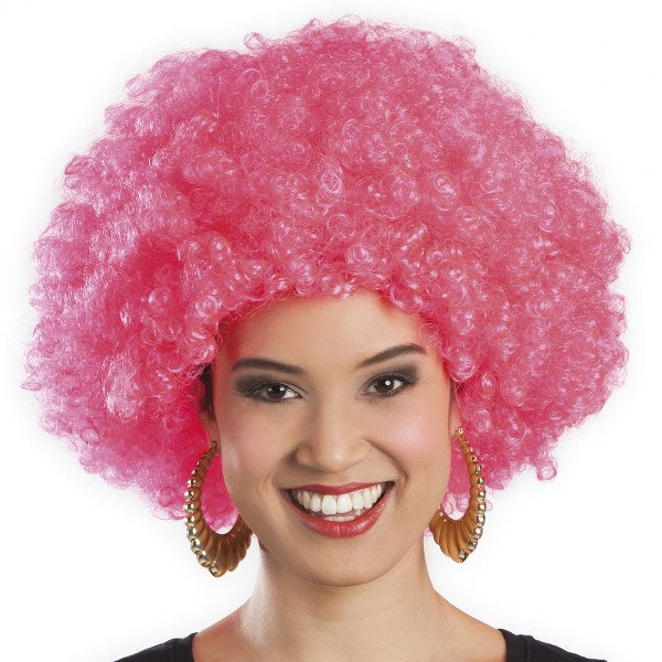 Afro Pruik Pink