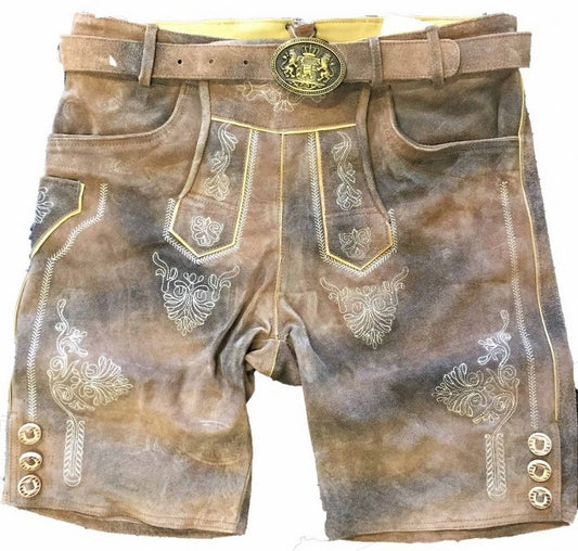 Lederhose Antiek Grijs Luxe Kort