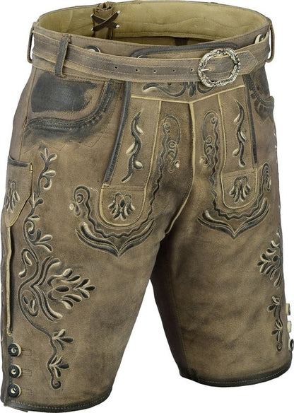 Lederhose Kort Luxe Zandbruin Geitenleer