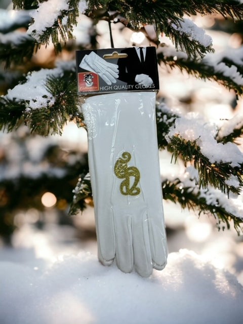 Sinterklaas en Kerstman handschoenen wit geborduurd