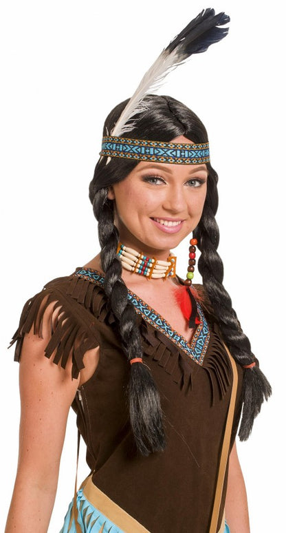 Indianenjurk Vrouw met Haarband en Veer