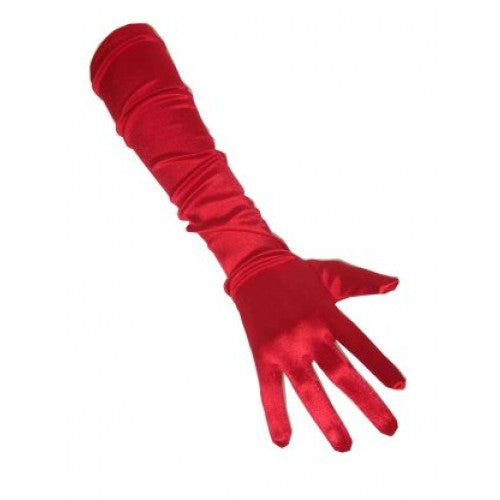 Lange rode handschoenen satjin