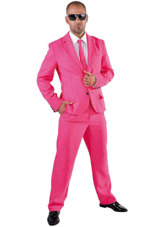 Pink kostuum met stropdas