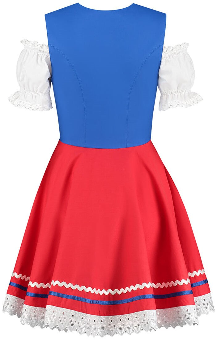 tiroler jurk blauw rood luxe