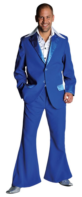 Blauw kostuum met jas en colbert discopak