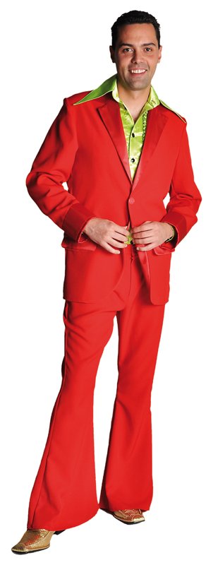 Kostuum 70's rood, colbert en broek