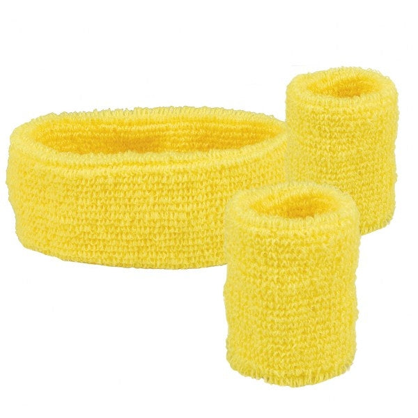 Zweetband geel met polsbandjes